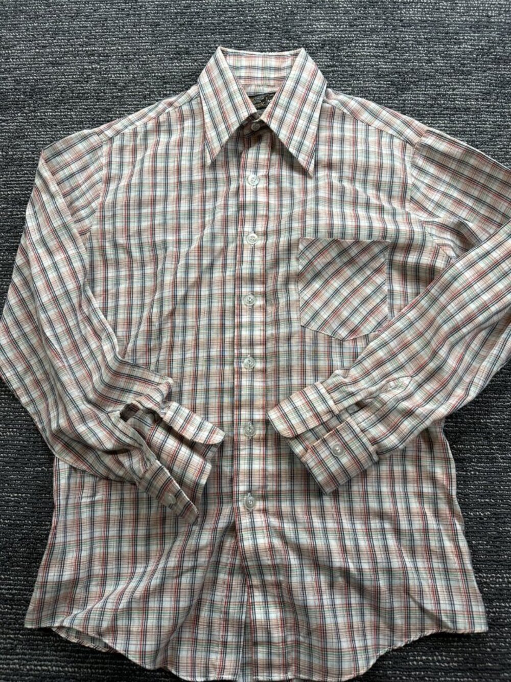 Vintage JC Penney Medium Mens Dress Shirt Colorful Plaid